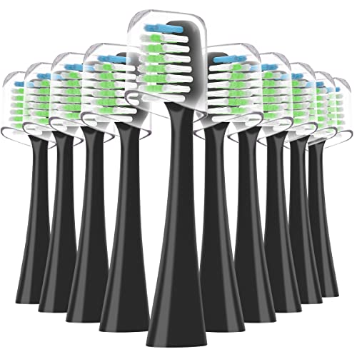 Black Mullburry Replacement Toothbrush Heads for Waterpik Complete Care 9.0 & 5.0, Soft Bristle, 10 Pack