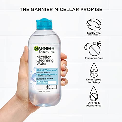 Garnier Waterproof Micellar Water 2-Pack, 13.5 Fl Oz - Makeup Remover for Sensitive Skin