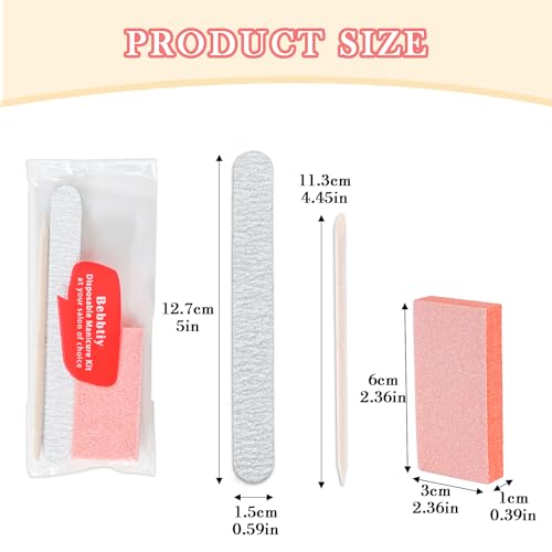 Bebbtiy 3-in-1 Disposable Manicure Kit - 50 Pack Nail File & Buffer Set