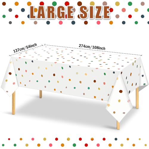 3 Pcs Disposable Boho Polka Dot Plastic Tablecloths for Parties