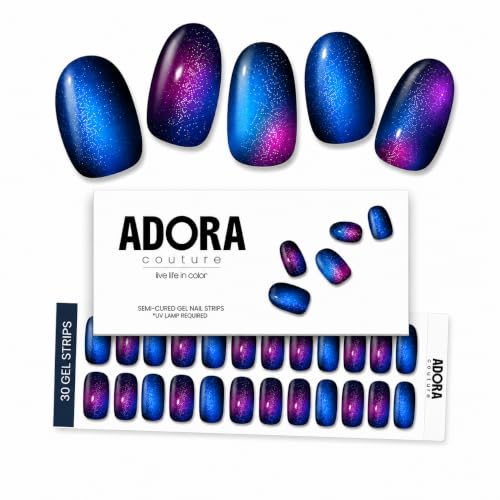 Adora Couture Constellation Semi Cured Gel Nail Strips Kit – 30 Pieces, UV Light Needed