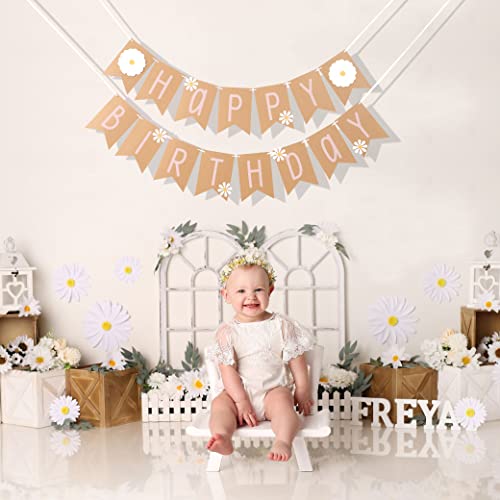 Daisy Happy Birthday Banner Set - Wildflower 3D Decoration