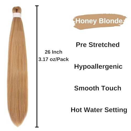 Honey Blonde Pre-Stretched Braiding Hair - 26 Inch, 5 Packs