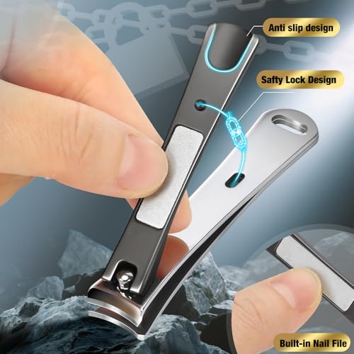 Vepkuso Black Heavy Duty Nail Clippers for Seniors, Thick & Ingrown Toenails