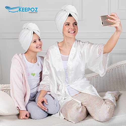 KEEPOZ 100% Cotton Hair Towel Wrap, Super Absorbent Turban for Long Hair