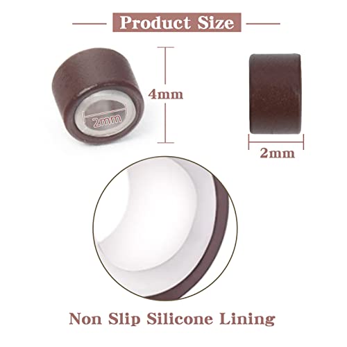 4mm Silicone Lined Hair Extension Beads - 100 Pcs Brown