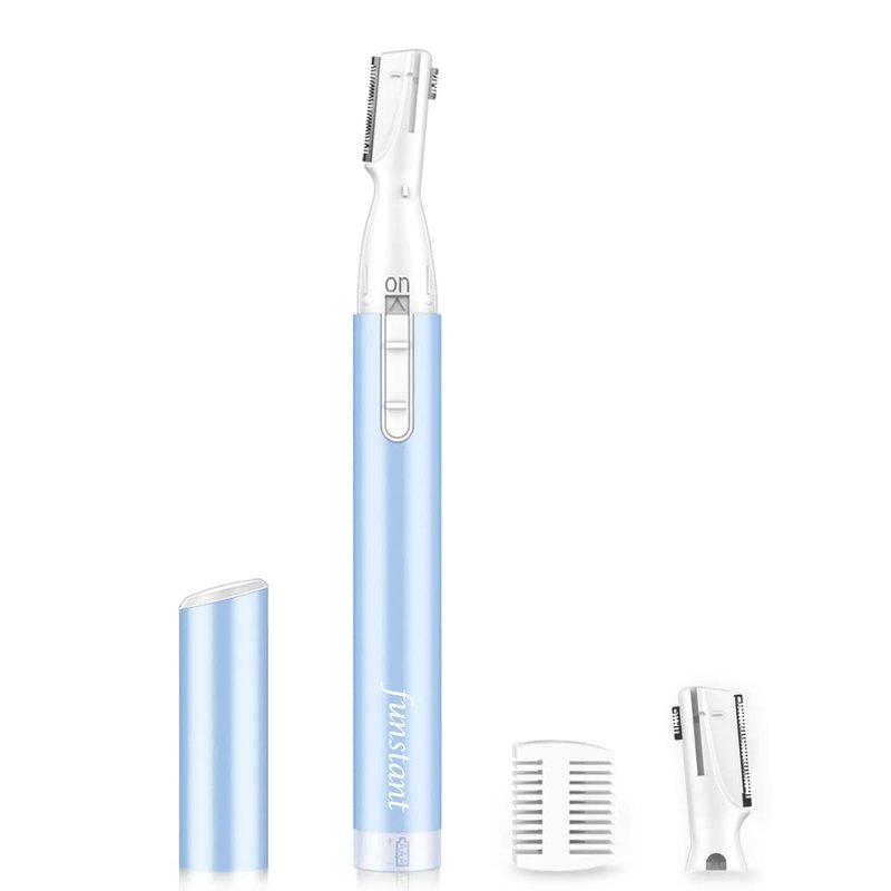 Funstant Eyebrow Trimmer, Precision Electric Eyebrow Razor for Women Battery-Operated Facial Hair Remover with Comb No Pulling Sensation Painless for Face Chin Neck, Upper-Lip, Peach-Fuzz (Puple.1.)