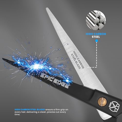 Epic Edge 6.5” Professional Hair Cutting Scissors - High Carbon Stainless Steel Barber & Salon Shears