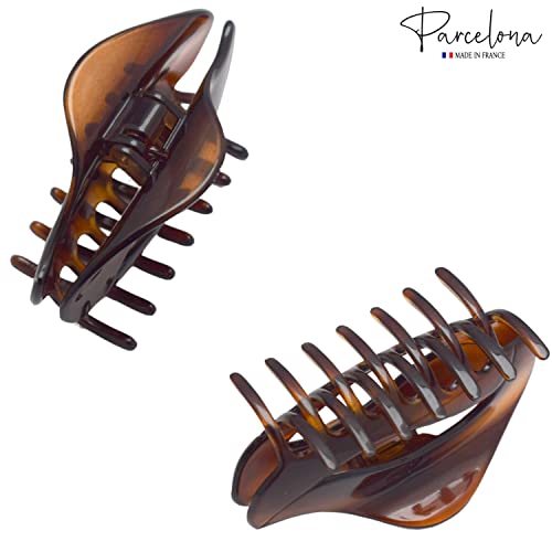Parcelona French Tortoise Shell Hair Claw Clip - Medium Secure Hair Accessory