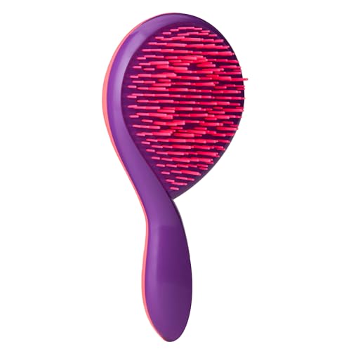 Michel Mercier Girls' Detangle Brush - Gentle Tangle-Free Hair Brush for Curly Hair - Easy Grip Design - Pink-Purple
