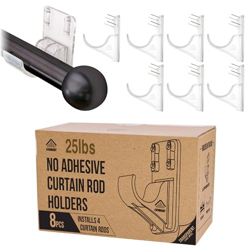 Heavy Duty Wall-Mount Curtain Rod Holders (8 Pack) - No Adhesive, 5X Stronger, Fits 1.25" Rods