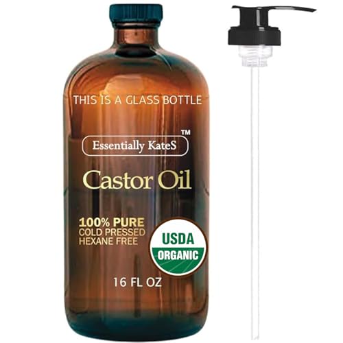 Essentially KateS Organic Castor Oil 16 Fl Oz - Cold Pressed for Skin, Hair & Nails