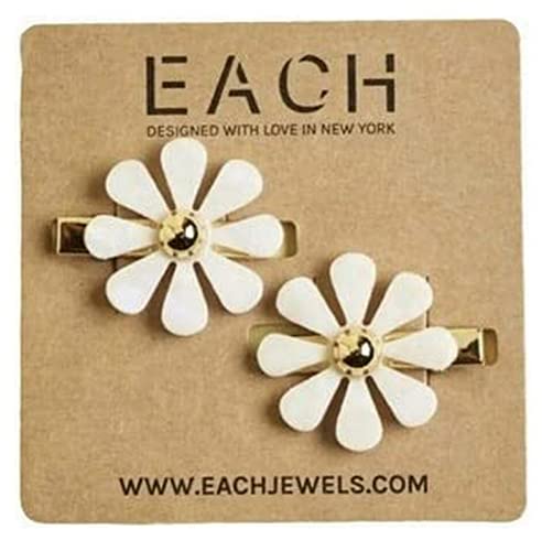Alazco 2 Pack Flower Hair Clips with Pearly Petals - Daisy Style, 1.25"