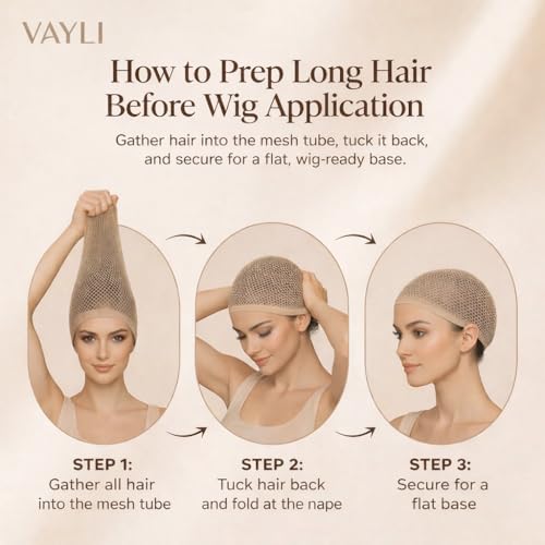 VAYLI Wig Cap Set for Long Hair - 2 Large Breathable Mesh Caps