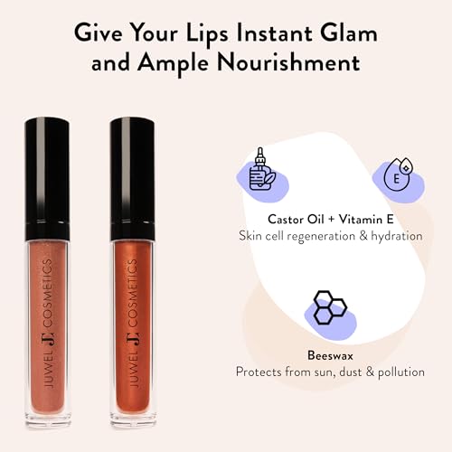 Juwel Cosmetics Ultra Lip Gloss Cashmere - High Shine, Moisturizing, Vegan Lip Gloss for Dry Lips