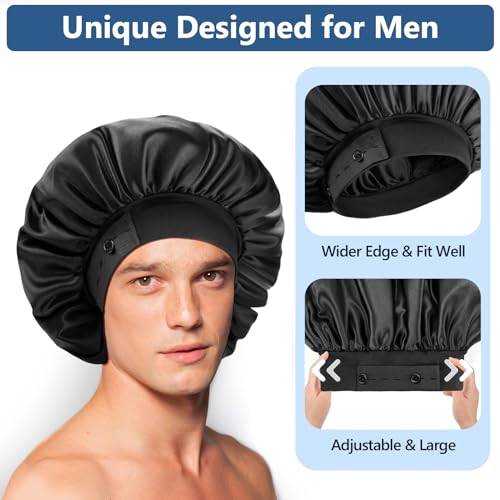 WINSTECK Adjustable Satin Bonnet for Men & Women - Double Layer Hair Protection