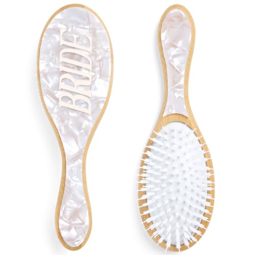 Bride Hair Brush - Eco-Friendly Bamboo, Iridescent Design