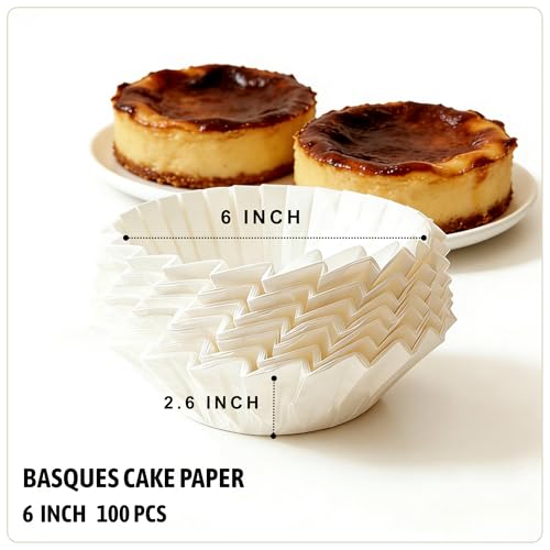 6 Inch Non-Stick Parchment Liners - 100 Count for Cheesecakes