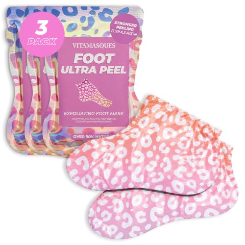 Vitamasques Coconut & Pineapple Foot Peeling Mask - Exfoliating Callus Remover, 3 Pairs