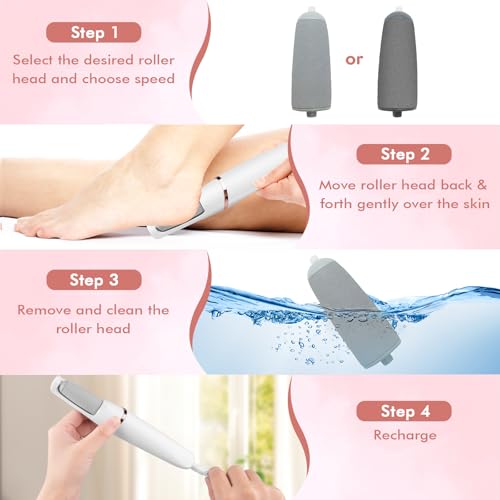 Electric Foot File & Callus Remover - Rechargeable Pedicure Tool
