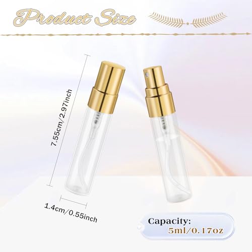 30 Pcs 5ml Glass Fine Mist Spray Bottles with Golden Lids for Travel