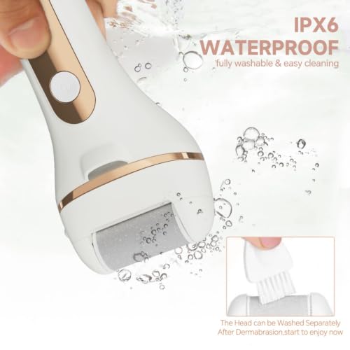 SilkGlow White Electric Foot Callus Remover Kit with 3 Replacement Rollers - Rechargeable Waterproof Pedicure Tool