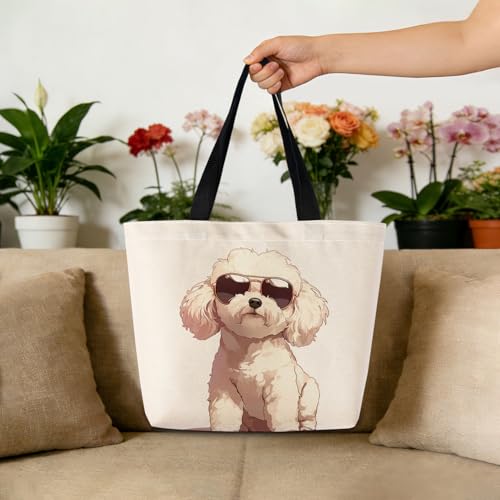 Bichon Frise Tote Bag - Cute Reusable Grocery Shoulder Bag