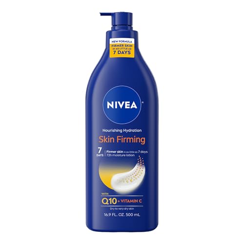 NIVEA Nourishing Hydration Skin Firming Body Lotion, 16.9 FL OZ - Q10 & Vitamin C for 72-Hour Moisture