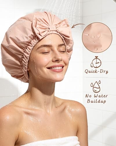 YANIBEST Reusable Waterproof Shower Cap for Women - Cute & Durable