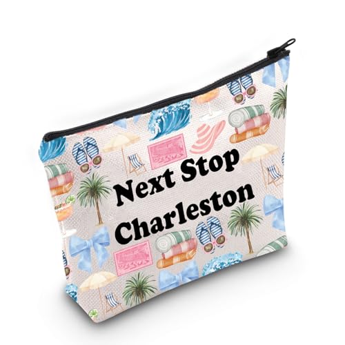 Next Stop Charleston Travel Makeup Bag Gift for Bachelorette South Carolina Souvenir