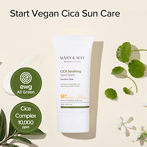 Mary&May CICA Sun Cream SPF50+ PA++++ Light Non-Sticky Hydrating Facial Sunscreen