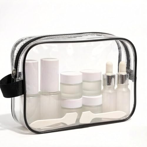 FYAWME White Frosted Glass Travel Bottles 18 pcs Mini TSA Approved Refillable Containers with Labels