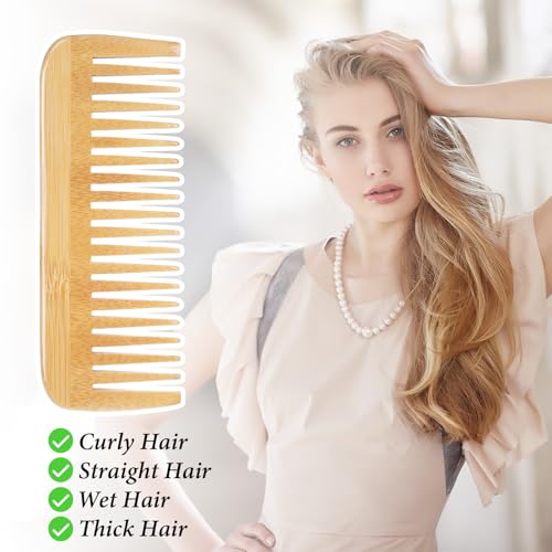 Bamboo Wide Tooth Comb for Detangling All Hair Types - Eco-Friendly