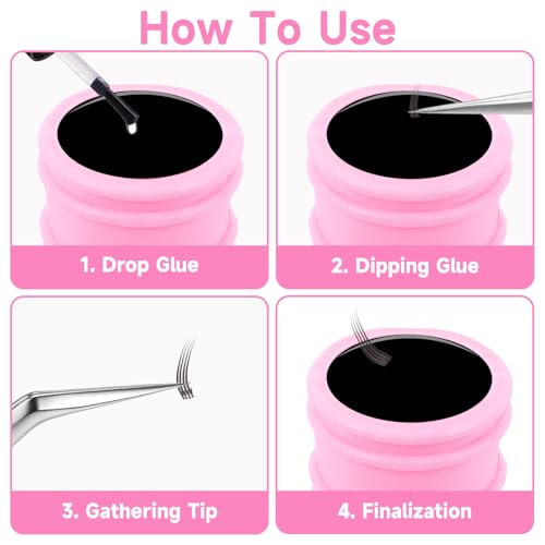 G2PLUS Disposable Glue Rings for Eyelash Extensions - 100pcs Baby Pink