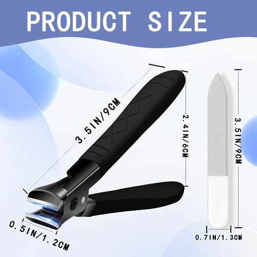 Meteorock Black Heavy Duty Nail Clippers for Thick Nails, Anti-Slip Toenail Set for Seniors & Women