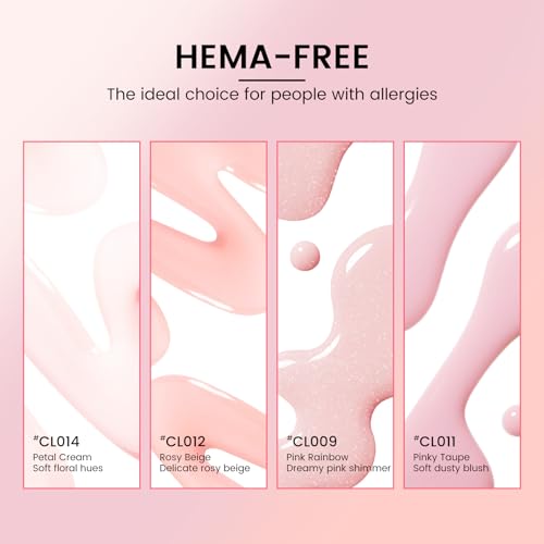 Rosiour Beginner Gel Nail Polish Kit with UV Light - 4 Colors, Hema-Free, Long-Lasting, DIY Manicure Set