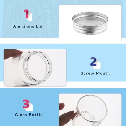 80ml Clear Mason Jars with Aluminum Lids - 10 Pack, Reusable Glass Containers for Cosmetics & Food Storage