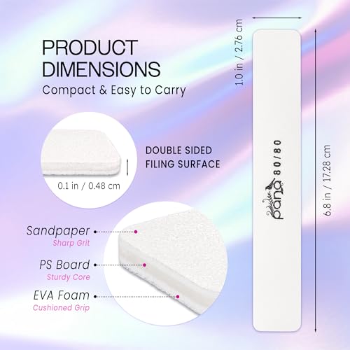 PANA Jumbo Double-Sided Emery Nail File - 50 Pack, Grit 80/80