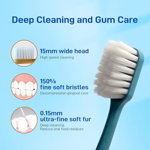 Ultra Soft Toothbrushes for Sensitive Teeth - 5 Pack with Travel Case