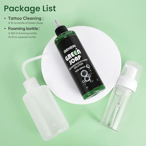 ISEHERI Ultra Concentrated Green Soap Kit for Tattoos & Piercings