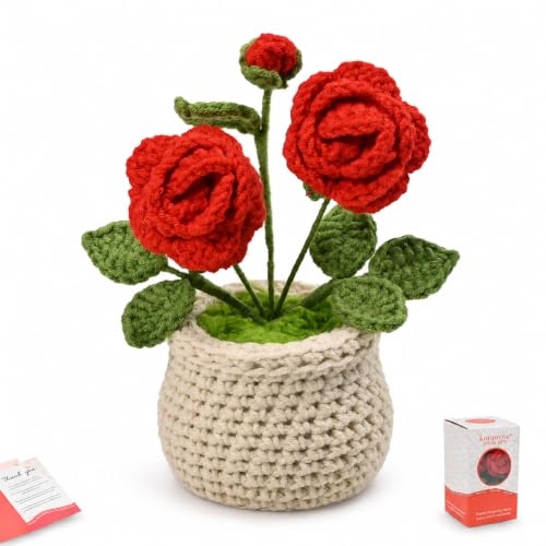 Handmade Crochet Red Rose Decor - Romantic Gift for Her