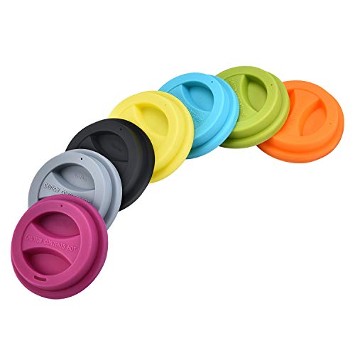 KSENDALO Reusable Silicone Coffee Mug Lids - 7pcs Eco-Friendly Set