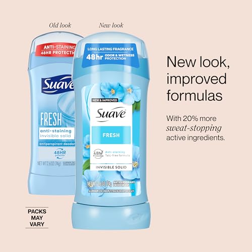 Suave Women's Antiperspirant Deodorant Stick, Fresh, 48HR Protection, 3 Pack
