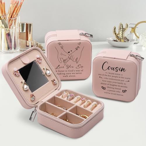 Travel Jewelry Box for Women - Stylish Cousin Gift, Compact Organizer