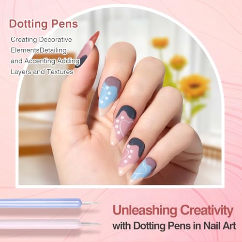 6-Piece Nail Art Brush Set with Liner & Dotting Pens - TOCOLES