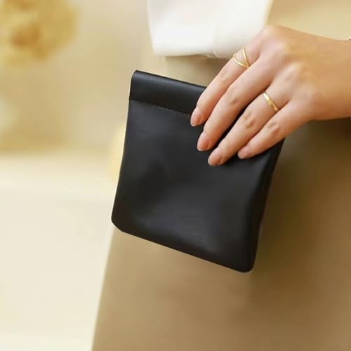 AJOJO 4-Pack Small Waterproof Leather Cosmetic Bags in Black, 4 Sizes