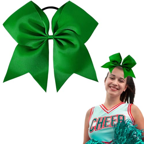 8-Inch Forest Green Cheer Bows for Ponytails - Handmade Hair Accessory