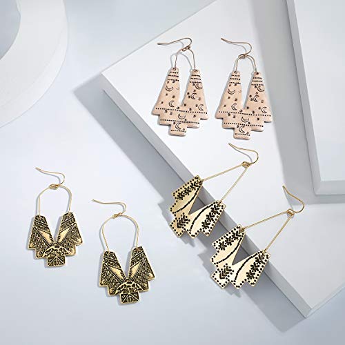 Zealmer Silver Geometric Drop Earrings for Women - 6.6cm Fan Shape Statement Jewelry