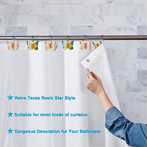 AGPTEK 12PCS Butterfly Shower Curtain Hooks - Anti-Rust Decorative Rings