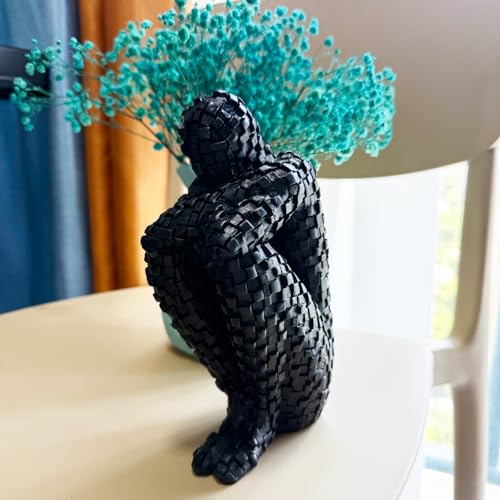 Abstract Black Mosaic Thinker Figurine - Resin Home Decor